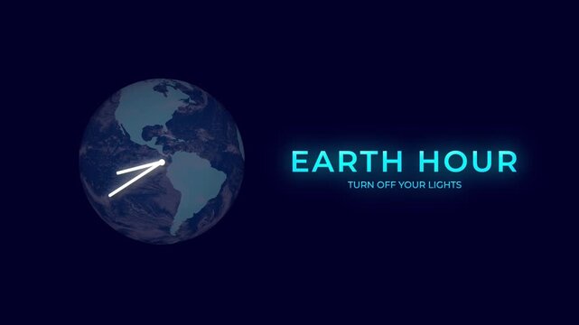 Earth hour day with  one hour time-lapse over world spin around.