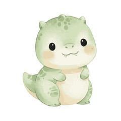 Naklejka premium Cute baby dinosaur illustration with a sweet smile.