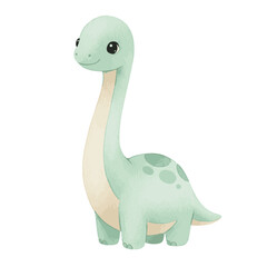 Cute Brontosaurus Dinosaur Illustration for Children. © Hato