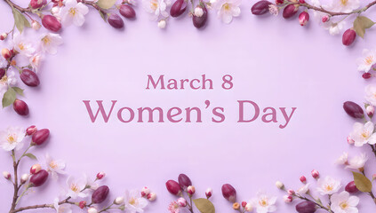 Women's Day floral frame, March 8