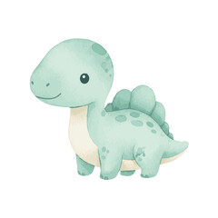 Obraz premium Cute baby dinosaur cartoon character illustration.