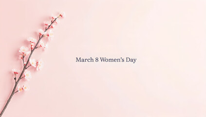 Women's Day Blossom Branch on Pink