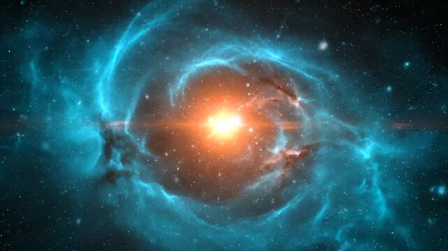 Vibrant Celestial Body with Swirling Blue Clouds.