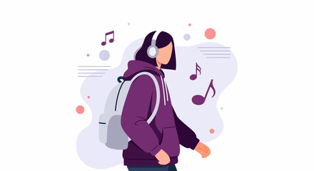 Obraz premium illustration of a girl with headphones