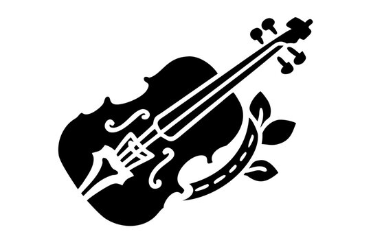 viola silhouette illustration for classical music and string instrument design