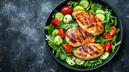Grilled chicken breasts, close up