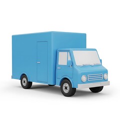Blue delivery truck isolated on white background for commercial use