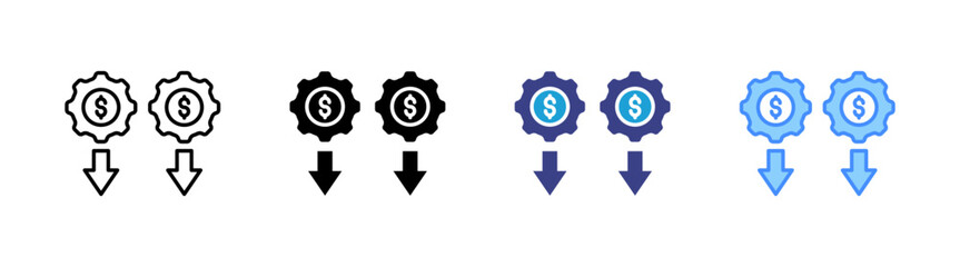 Obraz premium Reduce Cost icon set multiple style collection