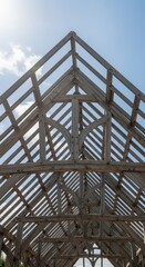 Wooden Roof Frame Construction Site.