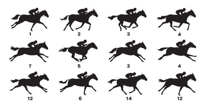 Horse racing sequence of motion for showing gait and stride in a dynamic equestrian competition
