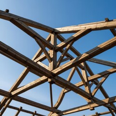 Wooden Roof Truss Structure Under Construction 1.