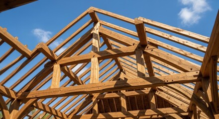 Wooden Roof Trusses Under Construction 1.