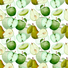 Beautifully Painted Watercolor Slices Of Green Apples Representing Freshness And Natural Wellness