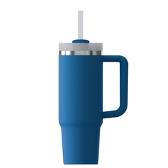 Tumbler with handle and straw