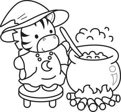 Coloring book of cute Zebra character clip art for children. Zebra 
