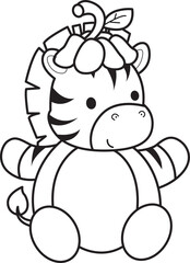 Obraz premium Coloring book of cute Zebra character clip art for children. Zebra 