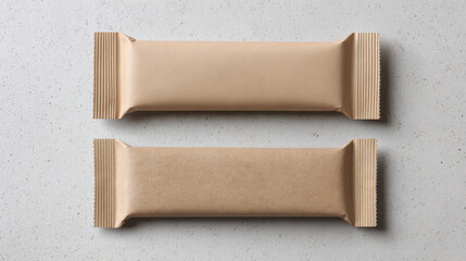 Kraft paper snack bar wrapper mockup minimal neutral background natural packaging with soft shadows and clean composition