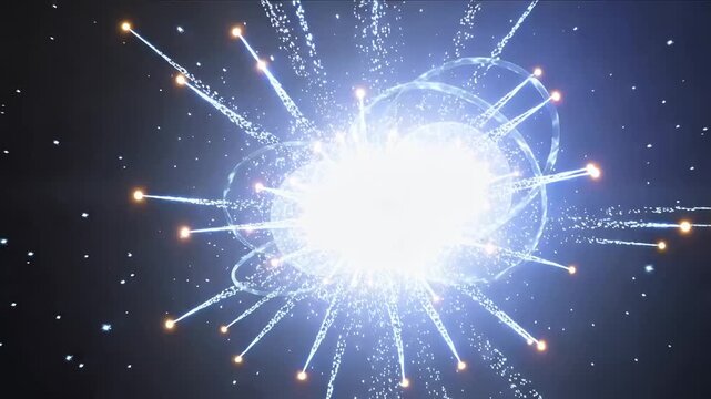 Two atoms colliding and exploding in deep space 4K Video
