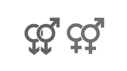 Gray gender symbols with arrows
