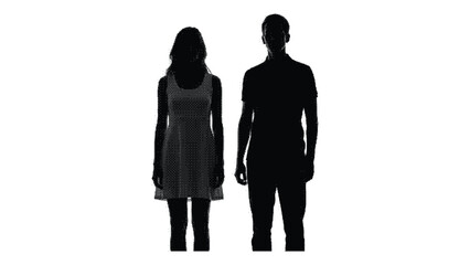 Black silhouettes of a man and woman standing side by side