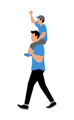 Parent and Child Walking Together Flat Style Illustration