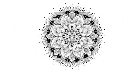 Intricate black and white mandala design