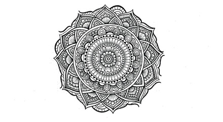 Intricate black and white mandala design