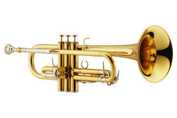Obraz premium Brass trumpet instrument for music performance and entertainment purposes only