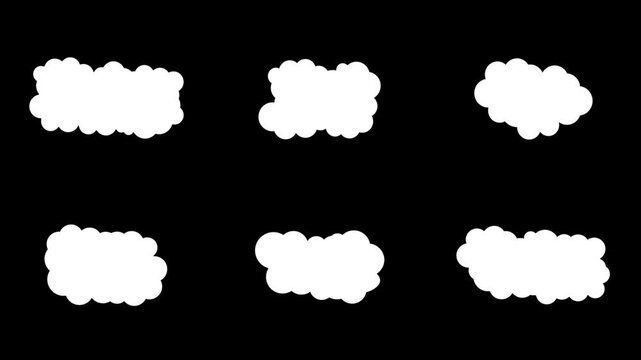 Speech bubble dialogue box animation.. Set of cloud bubble pop up animation on black background, Chat bubble icon animation message, SMS and chat concet
