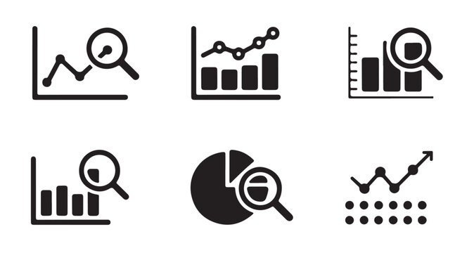 Business analytics vector icon set, collection of financial data, statistic and progress symbols