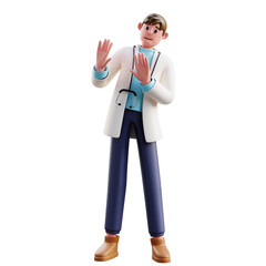 3d Illustration of Doctor Stop Blocking Medical Warning Gesture
