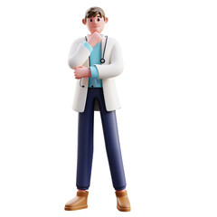 3d Illustration of Doctor Thinking Medical Decision Concept