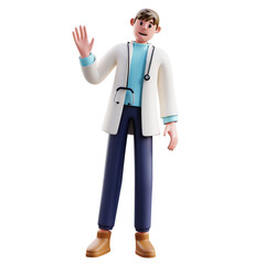 3d Illustration of Doctor Welcoming Patient Healthcare Consultation