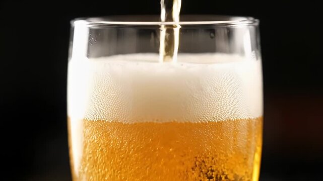 Beer poured into a glass.