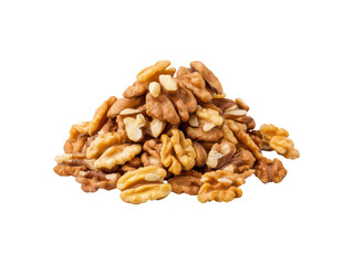 Pile of shelled walnuts kernels ready for consumption and use in cooking healthy and nutritious food