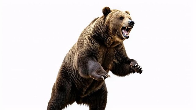Brown bear standing on hind legs.