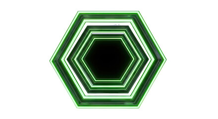 Naklejka premium Neon Hexagon Tunnel Entrance
