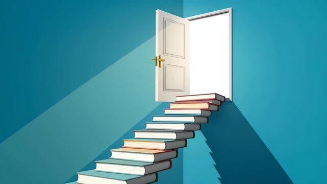 Books stair ladder open door light step turquoise books stairway leading to open door with light step up books stairway leading to open door with