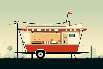 Digital illustration showcasing a vibrant food trailer for fast food sales.