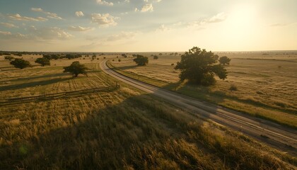 Obraz premium Wide Countryside with Rolling Grasslands Under Warm Afternoon Light