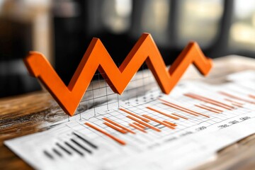 Symbol of success and progress in business through graph representation.