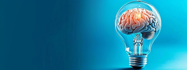 Visual metaphor for creativity represented by a brain within a bulb.