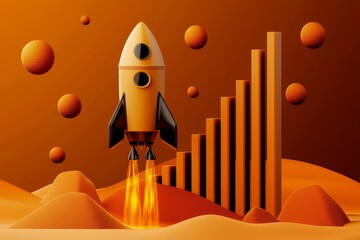 Dynamic Bar Chart Integrated into a Rocket Ship Design 