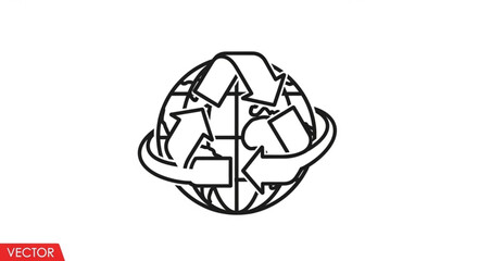 Fototapeta premium Earth globe with recycling arrows eco friendly symbol vector illustration