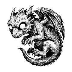 abstract illustration of a hand drawn dragon vector