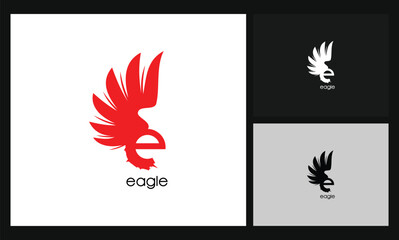 wing letter e business concept design eagle logo