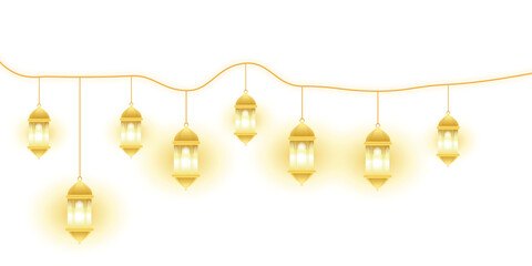 Warm glowing lanterns hanging on wire