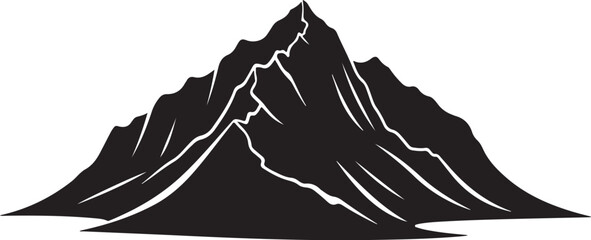 Minimalist black and white mountain vector illustration isolated on white background