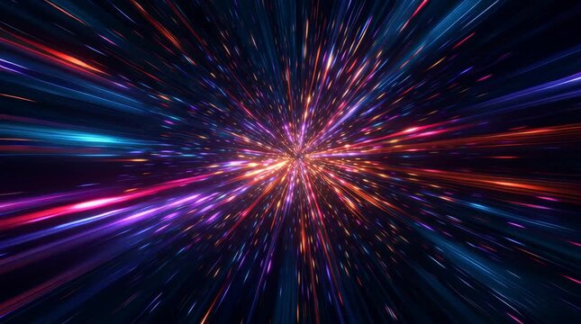Abstract Space Tunnel Explosion with Radial Light Streaks Stock Video
