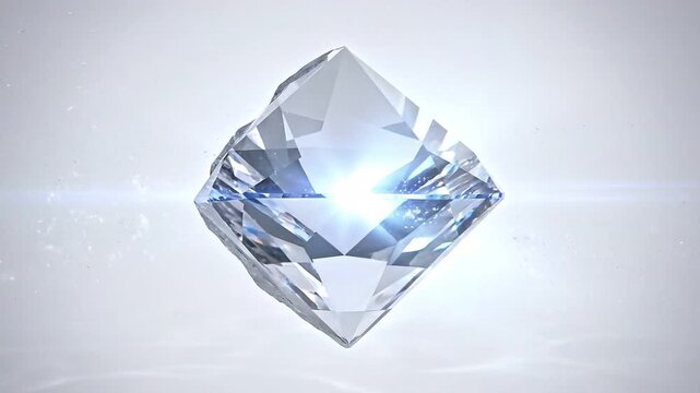 Glowing Diamond Rotating with Sparkling Dust